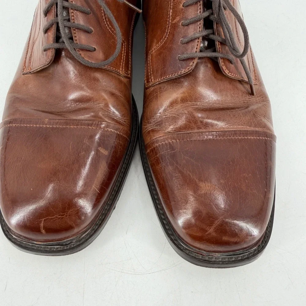 J. Murphy Johnston & Murphy Cap Toe Derby Mens 9.5‎ Brown Leather Classic Office